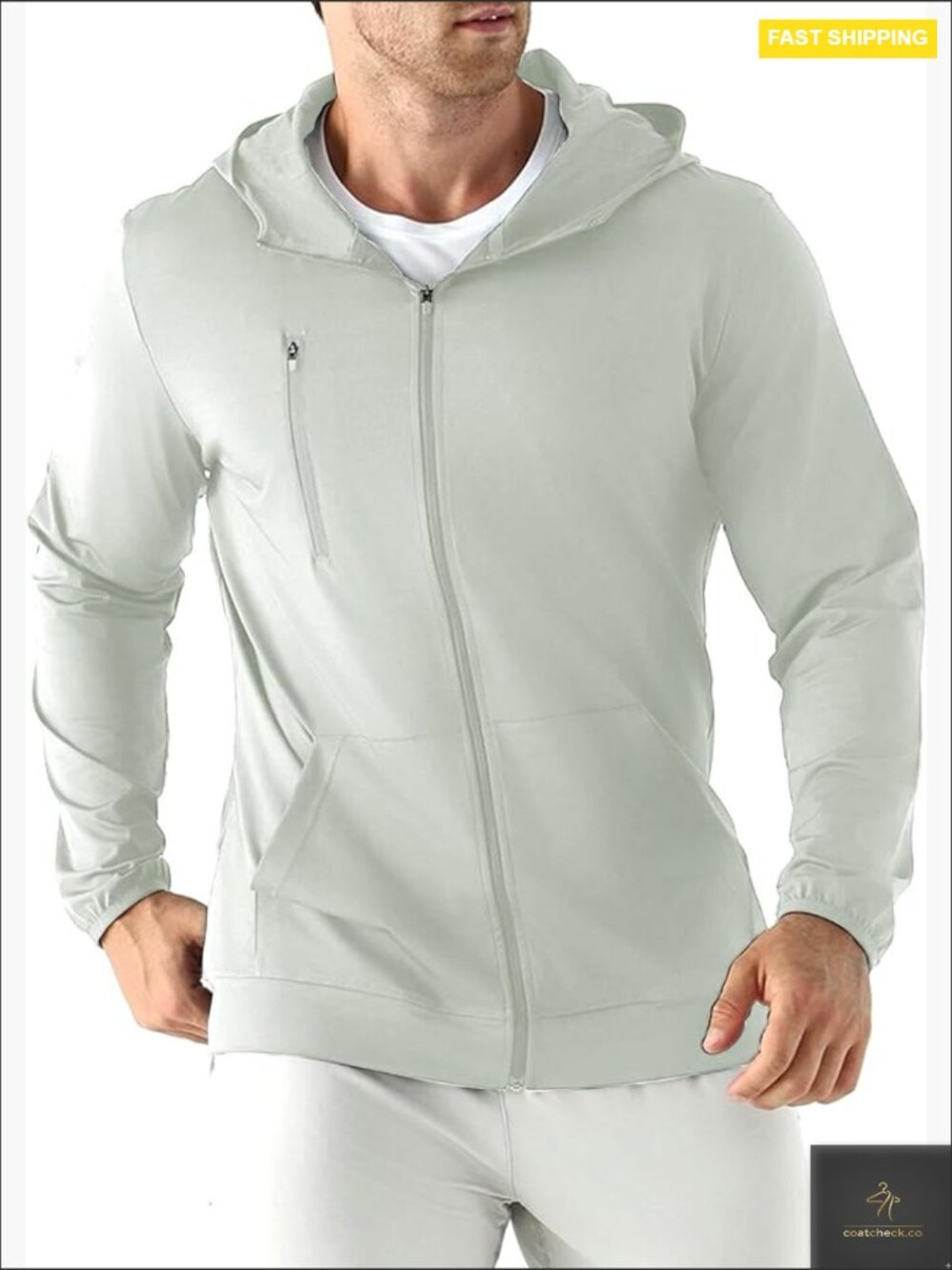 Lightweight Running Jacket Hooded Windbreaker Upf 50+ Workout Zip Up